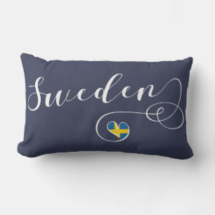 Swedish Flag Heart, Sweden Lumbar Cushion