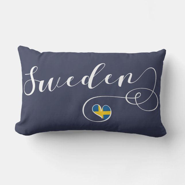 Swedish Flag Heart, Sweden Lumbar Cushion (Front)