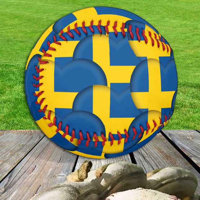 Swedish Flag, Hearts - Baseballs, Love Sweden Baseball (Creator Uploaded)