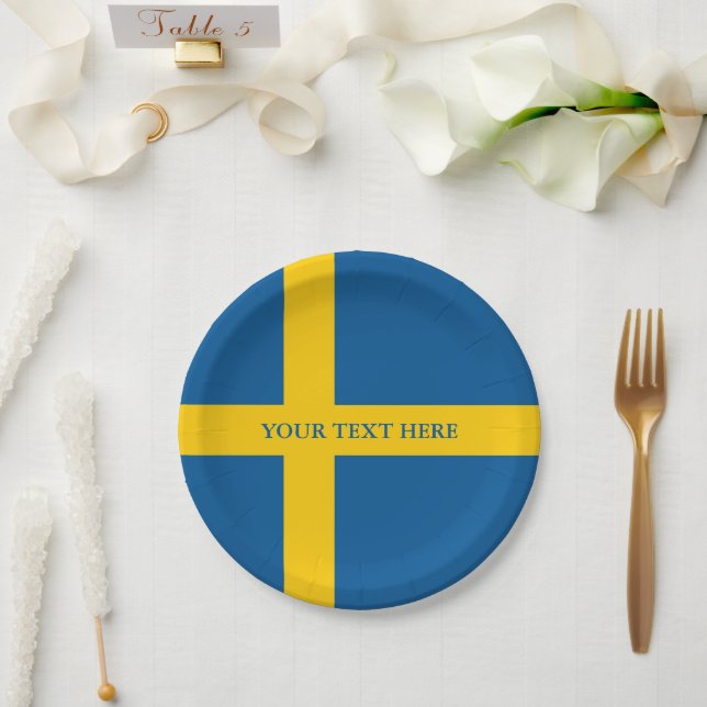 Swedish flag of Sweden custom paper party plates (Wedding)