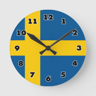 Swedish flag of Sweden custom round wall clock