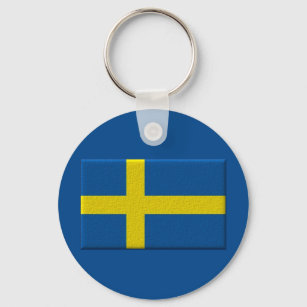 Swedish Flag of Sweden in Blue and Yellow Key Ring