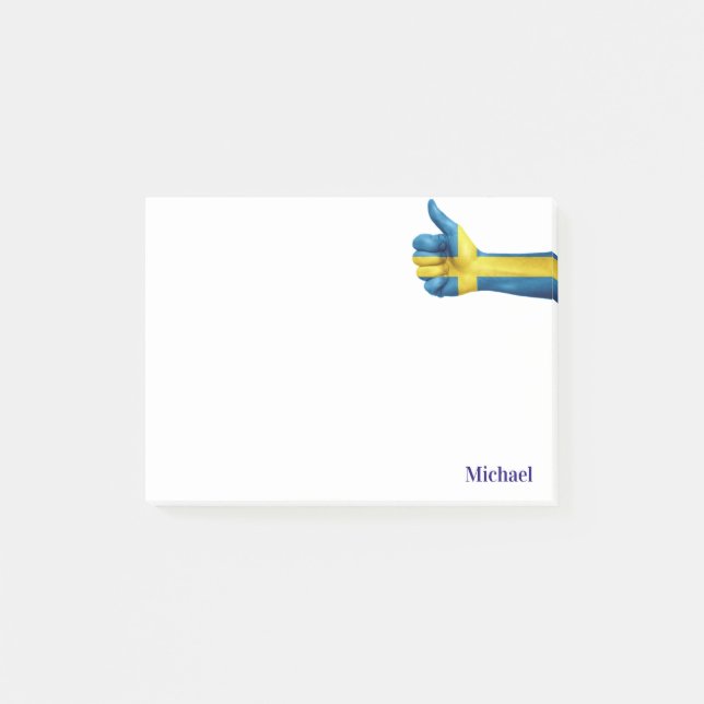Swedish  Flag On A Tums-Up Hand Post-it Notes (Front)