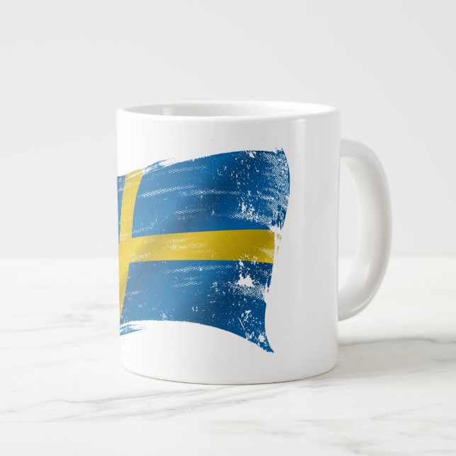 Swedish Flag Painted Large Coffee Mug (Front Right)