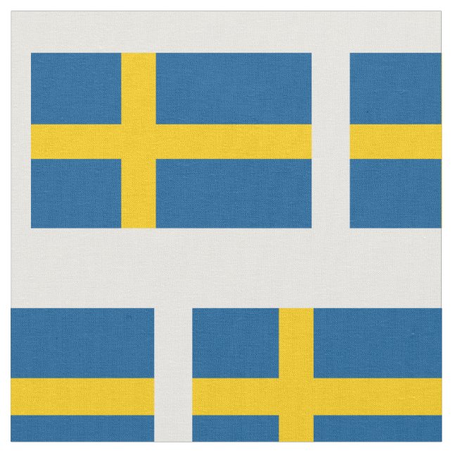 Swedish flag pattern custom fabric DIY textile (Close Up)