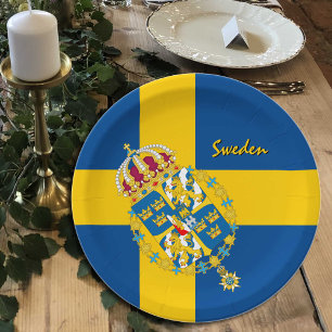 Swedish Flag plates, Sweden party, birthday /sport Paper Plate
