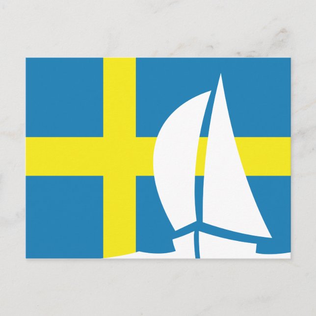 Swedish Flag Sailing Boat Sweden Nautical Postcard (Front)