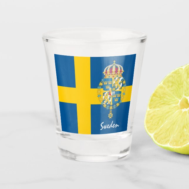 Swedish Flag & Sweden country patriot /sports Shot Shot Glass (Front)