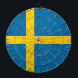 Swedish Flag (Sweden) Dartboard<br><div class="desc">This design features the national flag of Sweden (known officially as the Kingdom of Sweden), which is a Nordic country in Northern Europe. Sweden borders Norway to the west and north; Finland to the east; and the country is connected to Denmark in the southwest by a bridge-tunnel across the Öresund...</div>