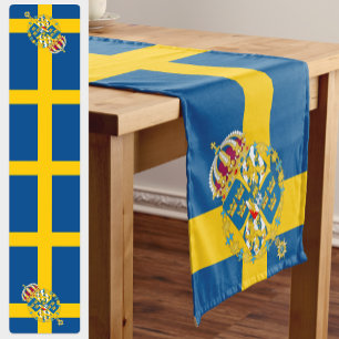 Swedish Flag & Sweden travel, holiday/sport fans Short Table Runner