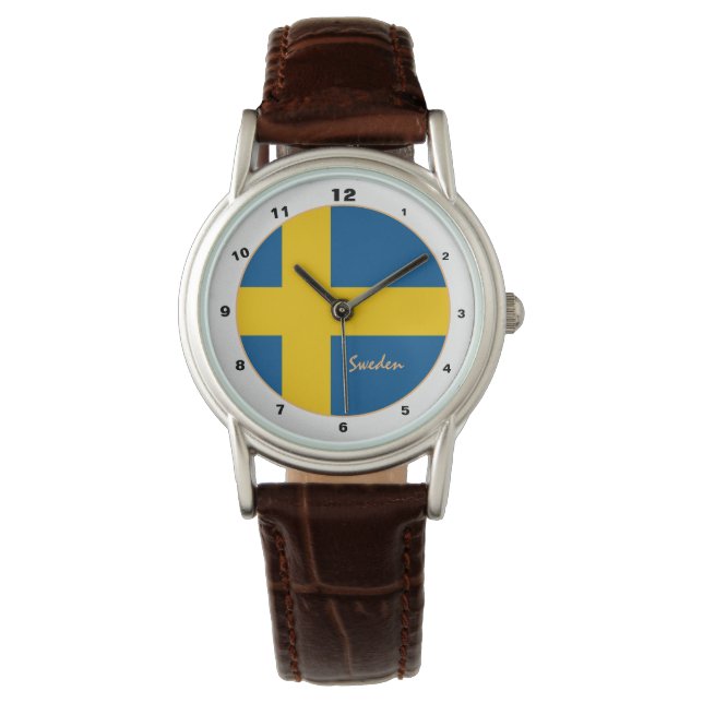 Swedish Flag & Sweden trendy fashion /design watch (Front)