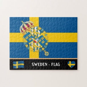 Swedish Flag & Swedish country / Sweden Jigsaw Puz Puzzle