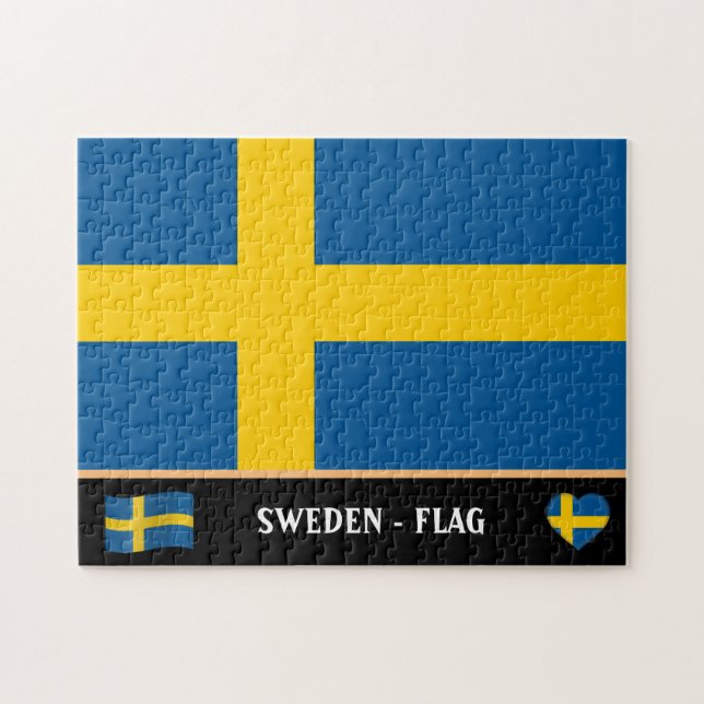 Swedish Flag & Swedish country / Sweden Jigsaw Puzzle (Horizontal)