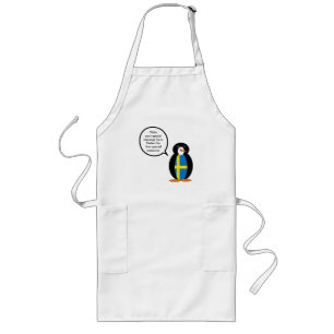 Swedish Flag Talking Ms Penguin Long Apron