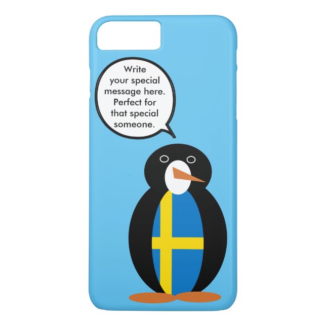 Swedish Flag Talking Ms. Penguin Personalised  Case-Mate iPhone Case (Back)