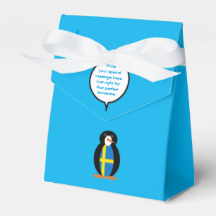 Swedish Flag Talking Ms. Penguin Personalised  Favour Box