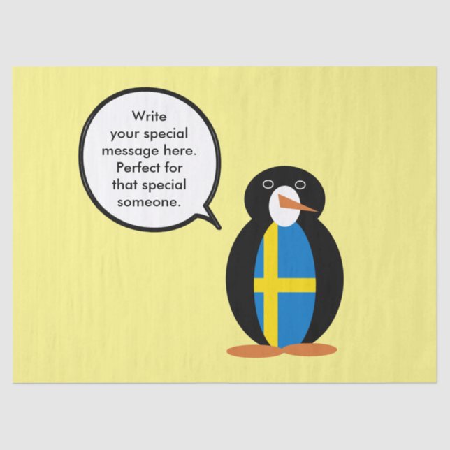 Swedish Flag Talking Ms. Penguin Personalised  Tissue Paper (Front)