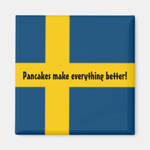 Swedish Flag Theme Fridge Magnet - pancakes -