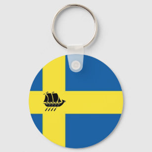 Swedish Flag With Viking Ship Scandinavian Key Ring