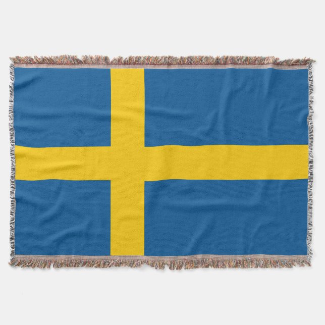 Swedish flag woven throw blanket | Sweden pride (Front)