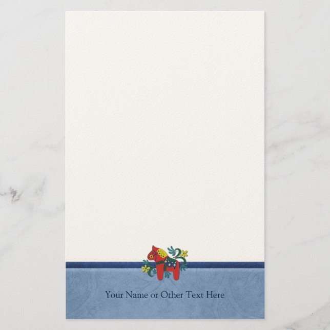Swedish Folk Art Dala Horse  Custom Personalised Stationery (Front)