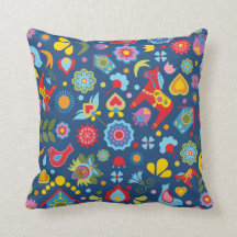 Swedish Folk Art Garden Scandi Cushion