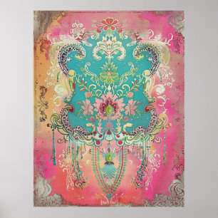 Swedish Folk Art Vintage Scandinavian Ethnic Poster