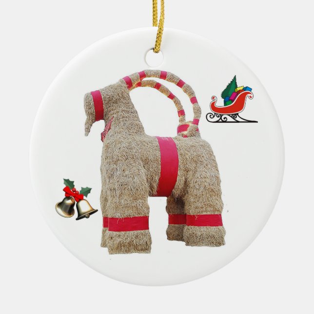 Swedish Gavle Goat Ceramic Ornament (Front)