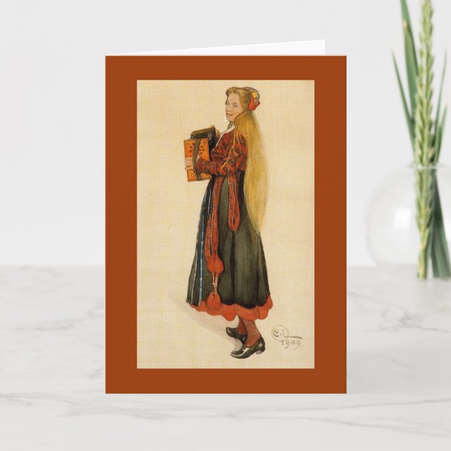 Swedish Girl Playing Accordion Card (Front)