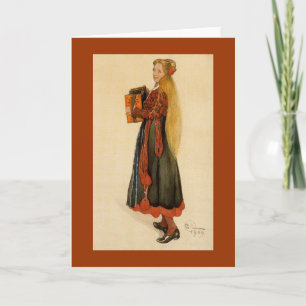 Swedish Girl Playing Accordion Card