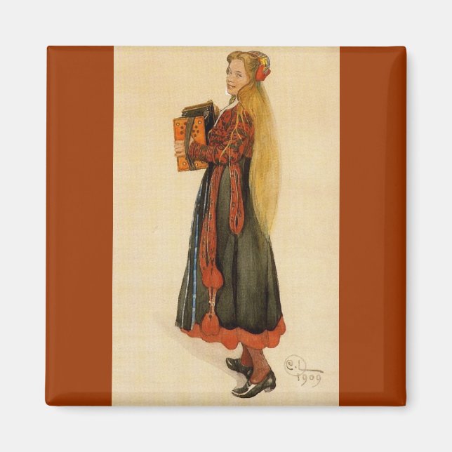 Swedish Girl Playing Accordion Magnet (Front)