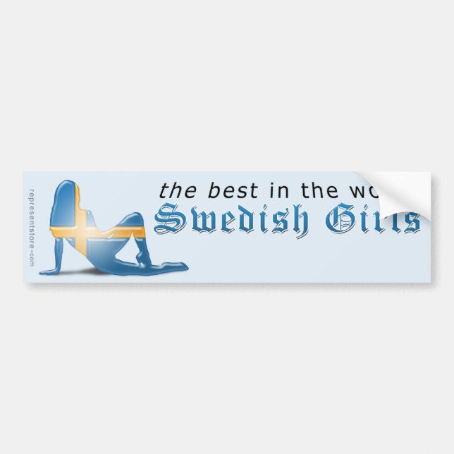 Swedish Girl Silhouette Flag Bumper Sticker (Front)