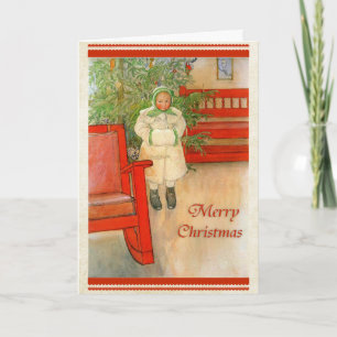 Swedish Girl with Winter Muff Merry Christmas Holiday Card