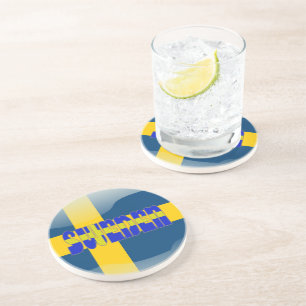 Swedish glossy flag coaster