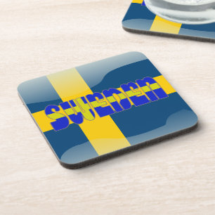 Swedish glossy flag coaster