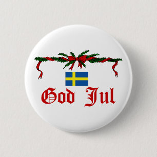 Swedish God Jul (Merry Christmas) 6 Cm Round Badge