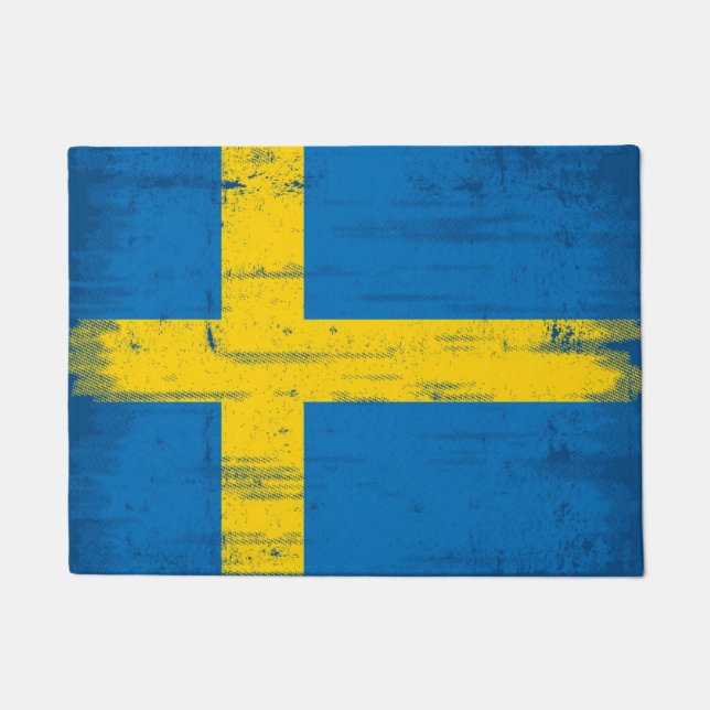 Swedish Grunge Flag Doormat (Front)