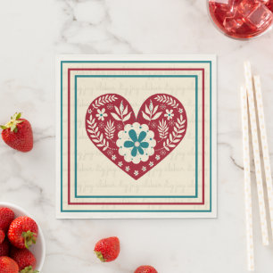 Swedish Heart I Love You Valentines Day Napkin