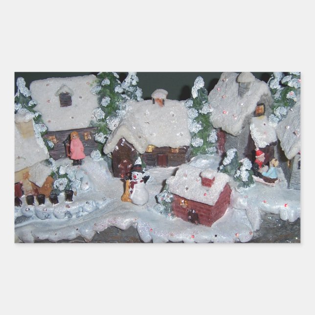 Swedish Holiday Winter Scene Rectangular Sticker (Front)