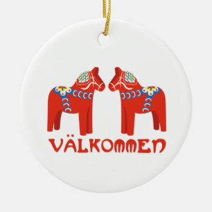 Swedish Horse Valkommen Ceramic Ornament