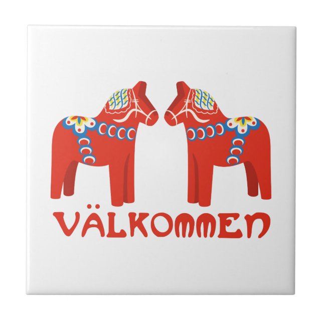 Swedish Horse Valkommen Ceramic Tile (Front)