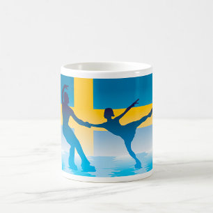 Swedish Ice Skating Duo Silhouette Coffee Mug
