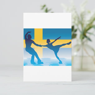 Swedish Ice Skating Duo Silhouette Invitation