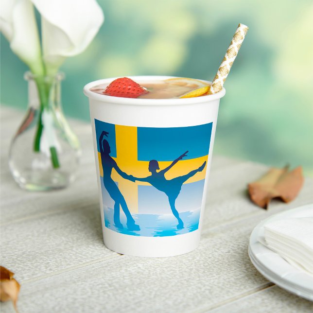 Swedish Ice Skating Duo Silhouette Paper Cups (Creator Uploaded)