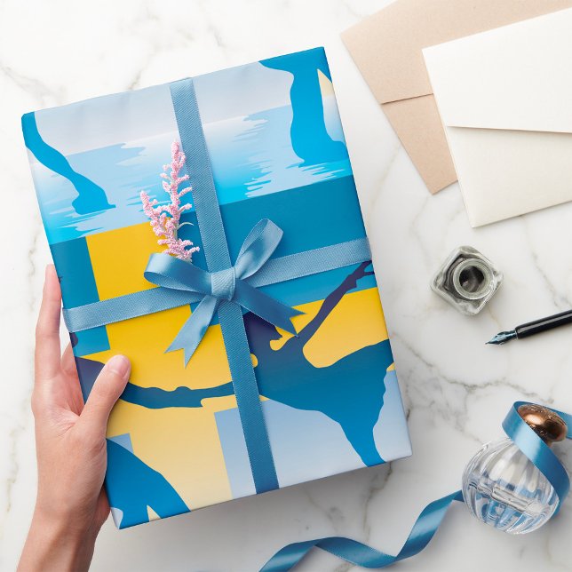 Swedish Ice Skating Duo Silhouette Wrapping Paper (Creator Uploaded)