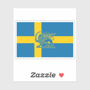 Swedish Iranian Lion and Sun Heritage Flag