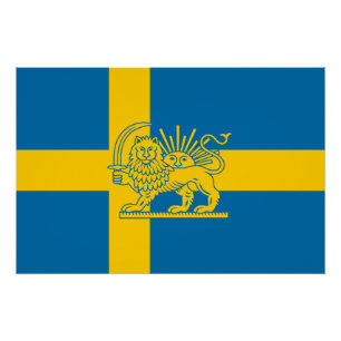 Swedish Iranian Lion and Sun Heritage Flag Poster