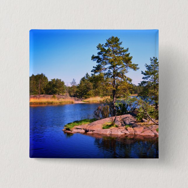 swedish  landscap, photo 15 cm square badge (Front)