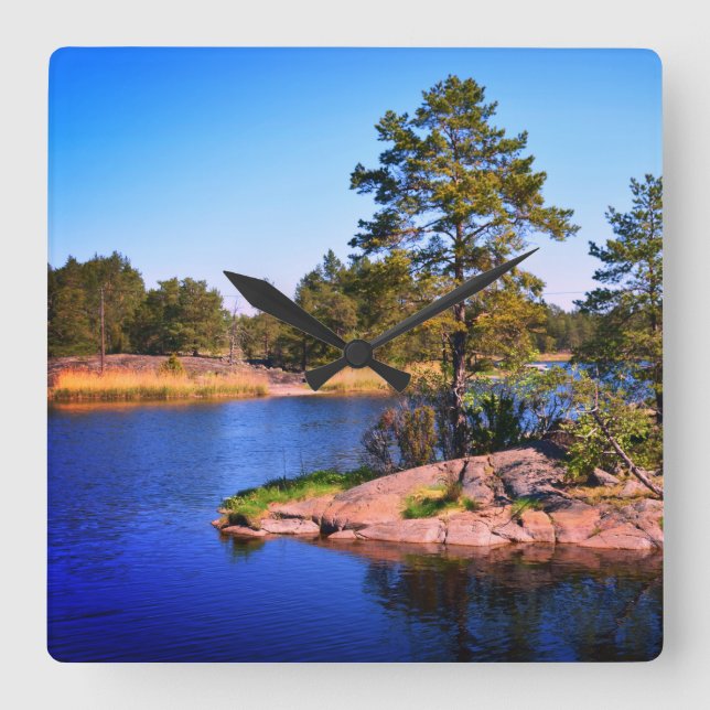 swedish  landscap, photo square wall clock (Front)