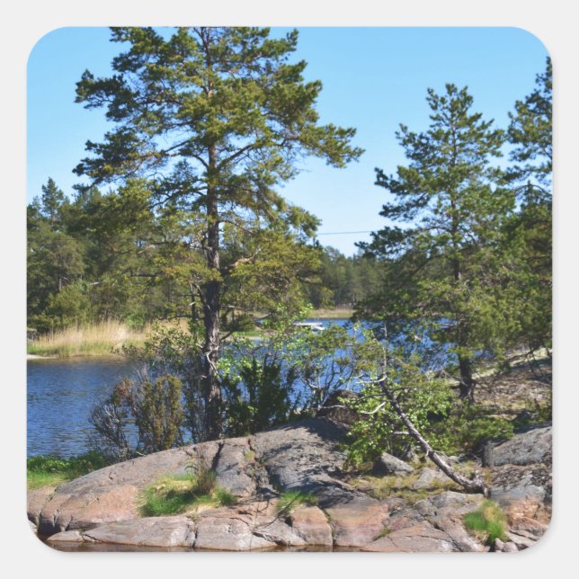 Swedish landskap square sticker (Front)